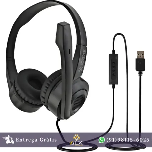 Headset Office Com Microfone Usb Fortrek Hbs102 Preto *ENTREGA GRÁTIS*