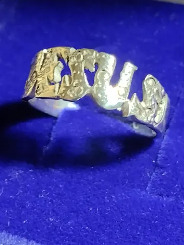 Anel Jesus Prata 950 Topo 7 mm Peso 3.40 Gramas Modelo Fosco
