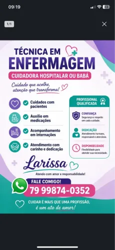 Tec em enfermagem e cuidadora hospitalar 