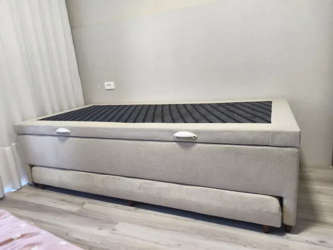 Cama solteiro box baú com auxiliar 