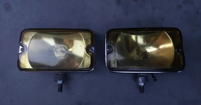 Par de farol de milha Cibiê serra 1 amarelo década de 70