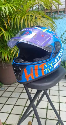 Capacete Race Tech Hit nº 56 + Viseira espelhada azul 