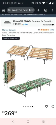 Cama Dobrável Portátil de Solteiro de Aço com Colchão Embutido. Bom p Camping, Jardins, AP