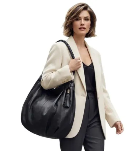 Bolsa smartbag grande em couro legítimo preta