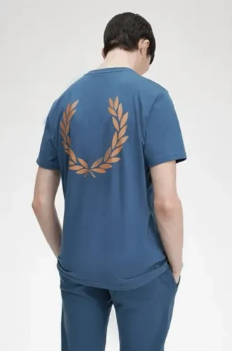 Camiseta Fred Perry Rear Powder Laurel Graphic - Blue