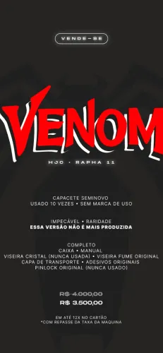 Capacete HJC RPHA 11 Venom 2 Marvel Impecável Completo Raridade