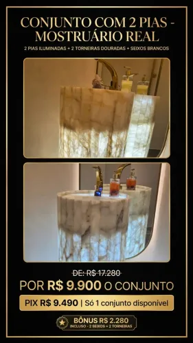 Pias de Ônix - Conjunto Completo 2 pias, 2 torneiras e seixos para decoração