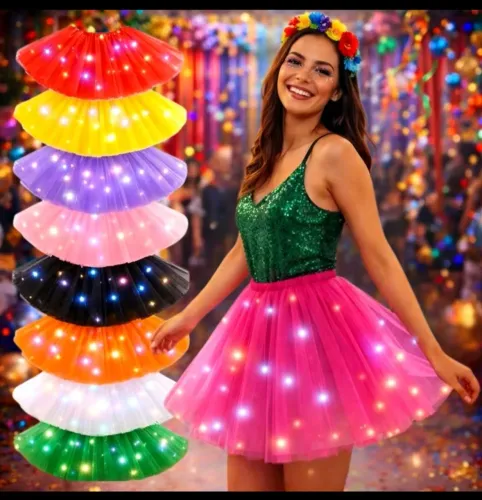 Saias coloridas com luzes adulto R$35