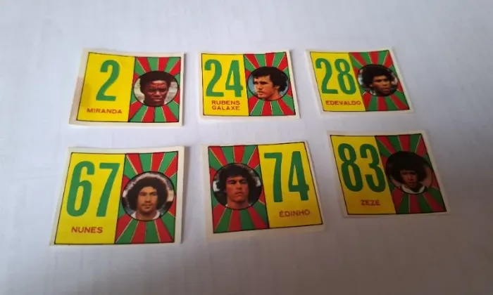 Lote de 6 figurinhas do Fluminense do album Tom Bol