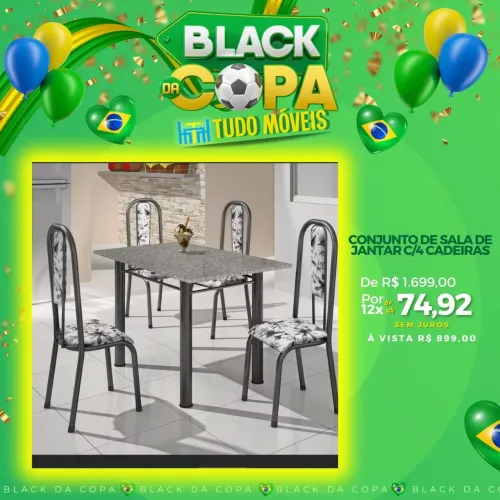 Conjunto de sala de jantar c/4 cadeiras