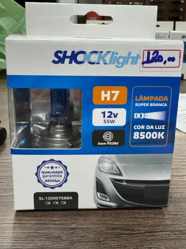 Lâmpada super branca h7 Shocklight o par na promoção só 50,00