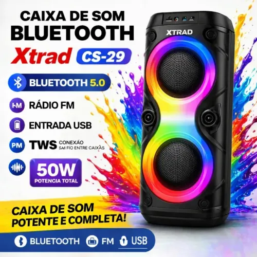 Som Potente e Visual Incrível: Caixa de Som Xtrad CS-29