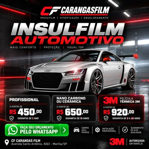 Insulfilm Automotivo Profissional em Marília
