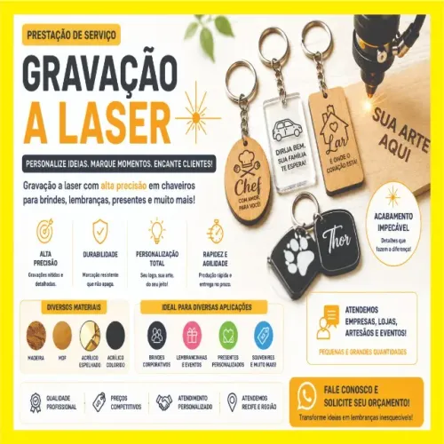 Chaveiros e Bottons Personalizados em Acrílico e MDF