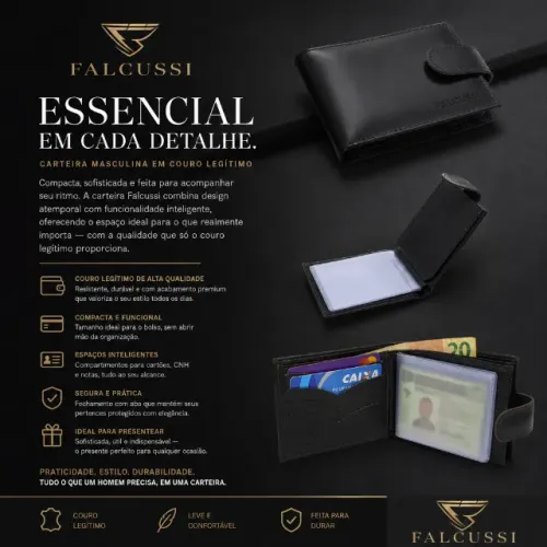 Carteira masculina couro FALCUSSI
