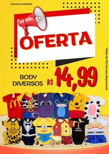 BODY BEBÊ POR R$15 - MAIS DE 100 PERSONAGENS 