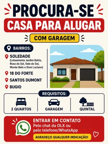 Procura-se Casa para alugar
