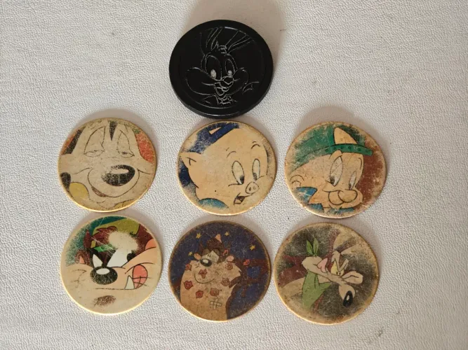 Lote de 6 tazos Master Finos + Master Tazo preto Perninha