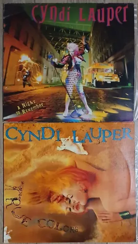 2 Discos de Vinil Cyndi Lauper - True Colors e A Nigth To Remember