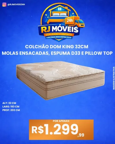 Colchão king size molas ensacadas D33 com pillow top