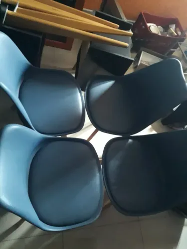 Conjunto 04 Cadeiras Eames Wood Leda Design Azul