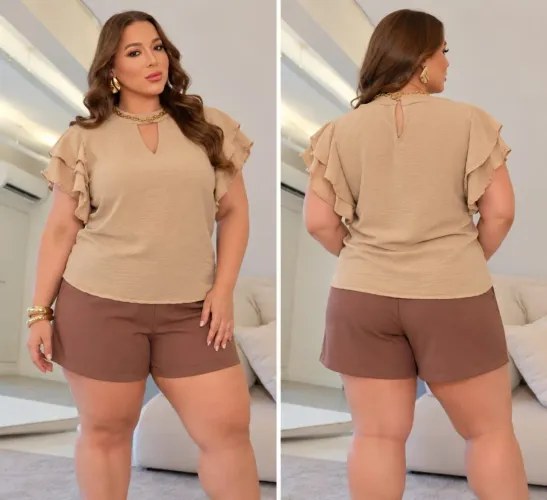 Conjunto short crepe seda com elástico atrás 46/48