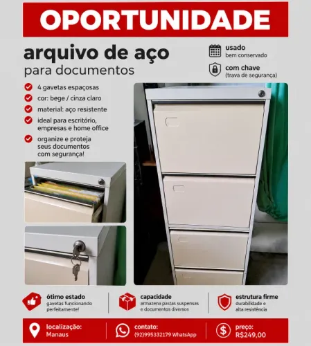 Arquivo em aço para documentos
