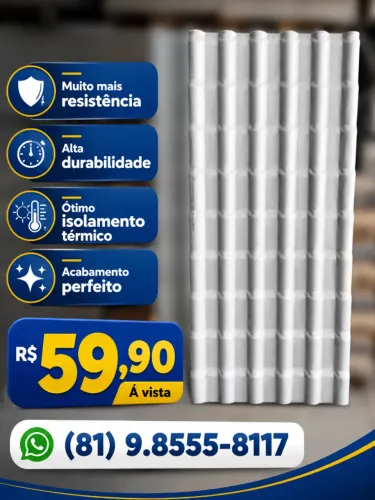 Telha PVC plan 1,97 x 0,88cm / 1.5mm (Promoção) Cinza