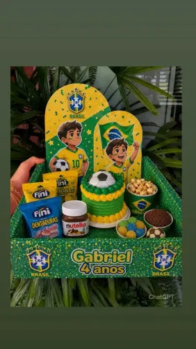 Caixa cenário copa do mundo futebol cesta café da manhã