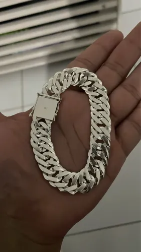 Pulseira de prata elo duplo 