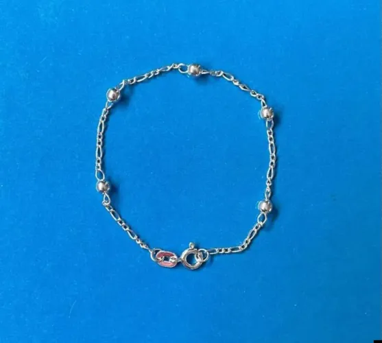 Pulseira Infantil Bolinhas Prata 925 legítima 14,5cm