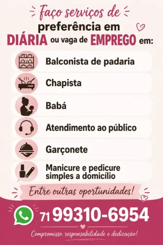 Procuro diária/freelancer