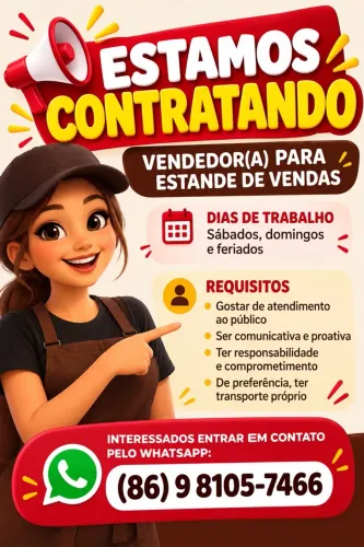 CONTRATA-SE ATENDENTE PARA STAND DE VENDAS