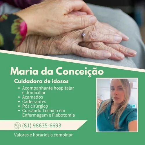 Cuidadora de idosos e pessoas cirurgiadas e acamadas 