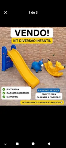 Vendo escorrego cachorro gangorra e cavalinho, os três por 350