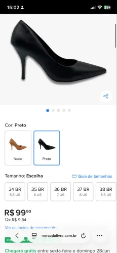 SAPATO SCARPIN PRETO SALTO ALTO
