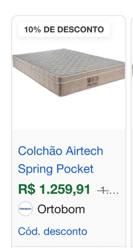 Vendo colchão de casal ortobom novo no plástico