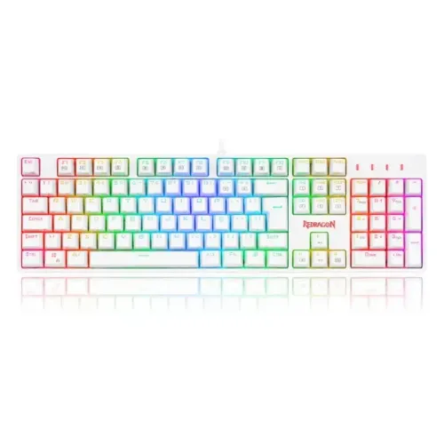 Teclado Mecânico Gamer | Redragon Surara Pro | RGB | Branco | Switch Azul Óptico - Loja FH