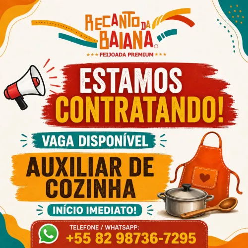Auxiliar de cozinha e cozinheira que saiba fazer acarajé