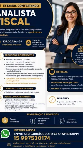Vaga de Analista fiscal