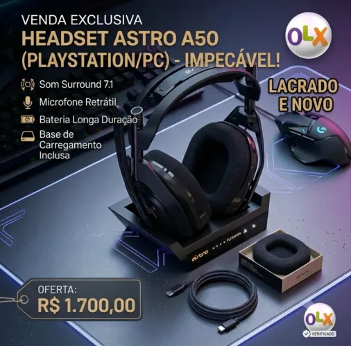 Headset Astro A50 (PlayStation / PC) - NOVO E LACRADO!