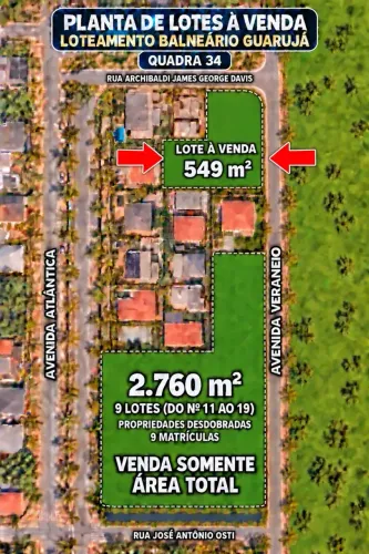 Exepcional TERRENO à venda. Guarujá Enseada 549m2