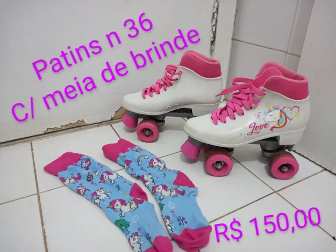 Patins n 36 Unicórnio com meia grátis