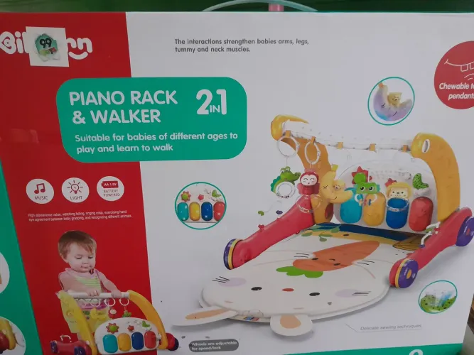 Andador Bebe Musical 2 em 1 Tapete Piano Brinquedo Luz Som