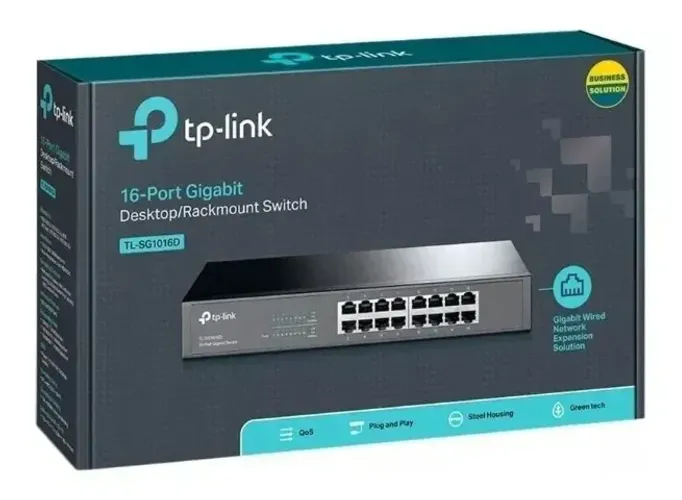 SWITCH 16 Portas TP-LINK SG1016D 10/100/1000 - Mesa e Rack - Noco c/garantia - Nexo Store