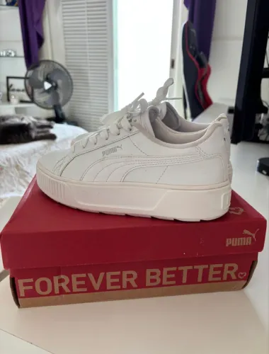 Tênis Couro Puma Karmen L BDP Feminino - Branco+prata