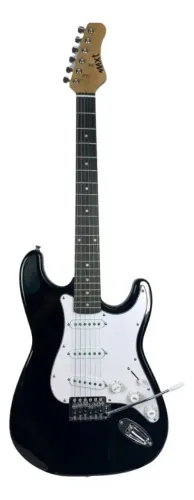 Guitarra stratocaster + amplificador Makintec + p10 + p10 para p2 + palhetas + corda extra