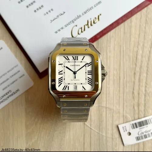 Relógio Cartier Santos Silver Gold ETA Suíço Exclusivo