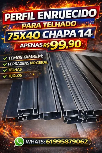 Para a estrutura do seu telhado perfil enrijecido 6 metros 75x40 #14 a vista 99,90