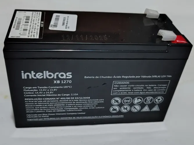Bateria de nobreak 12v 7a Intelbras XB 1270 -; NF garantia de 12 meses 